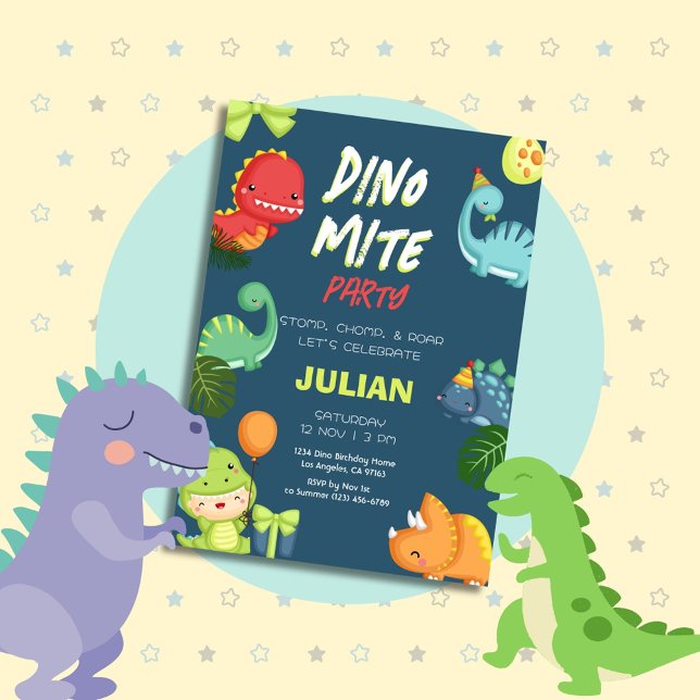 Invitation Dinomite Party Dinosaur Anniversaire (Créateur téléchargé)