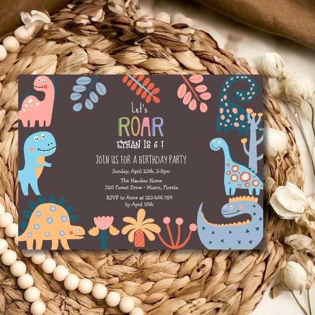 Invitation Dinos, rugissons anniversaires de enfants (Créateur téléchargé)