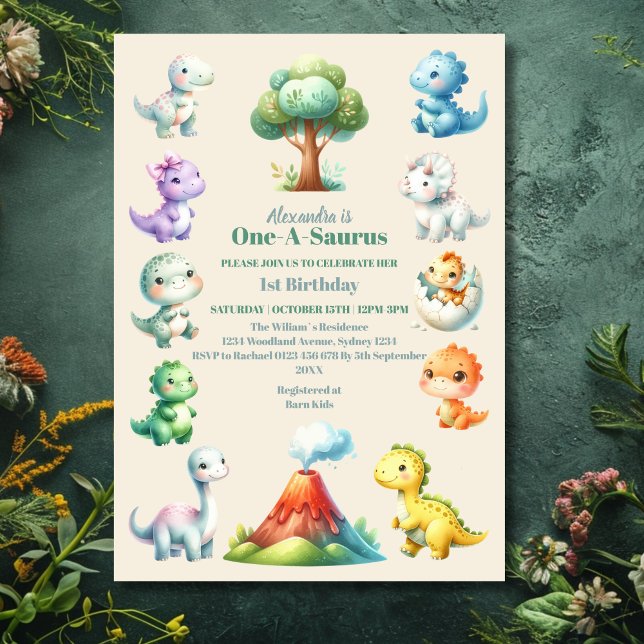 Invitation Dinosaur 1er anniversaire (Créateur téléchargé)