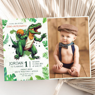 Invitation Dinosaur 1er anniversaire Dino-mite Party Photo