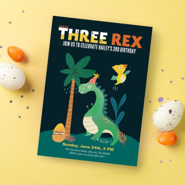 Invitation Dinosaur 3-Rex Enfants Troisième anniversaire Invi (Créateur téléchargé)