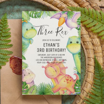 Dinosaur à l'aquarelle Trois Rex 3e Anniversaire