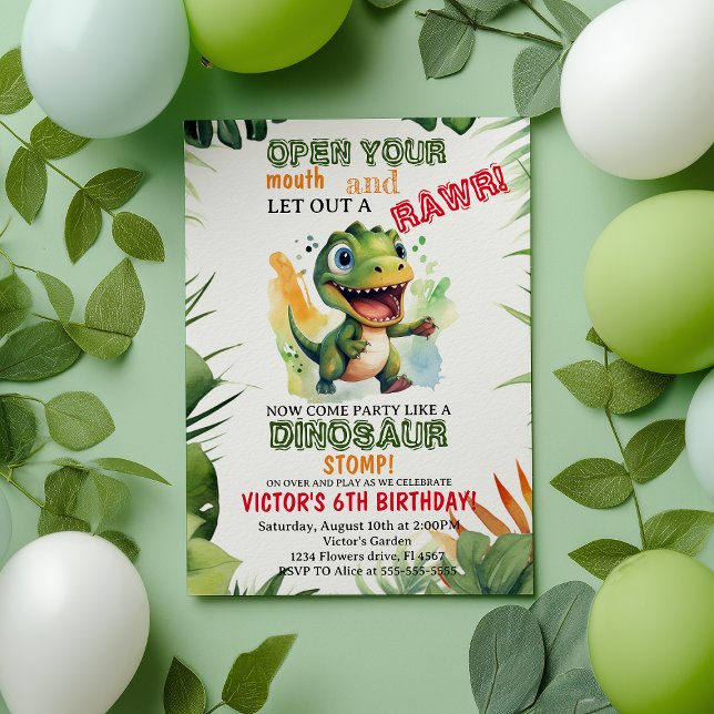 Invitation Dinosaur Anniversaire de enfant Dino Trex Boy (Créateur téléchargé)