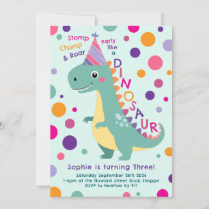 Invitation Dinosaur Anniversaire Fête Enfants