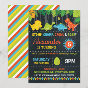 Invitation Dinosaur Anniversaire Fête Roar Chalkboard Dino-Mi