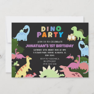 Invitation Dinosaur Anniversaire Simple mignonne Premier anni