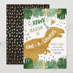 Invitation Dinosaur Anniversaire T-Rex Garçon 1er Anniversair