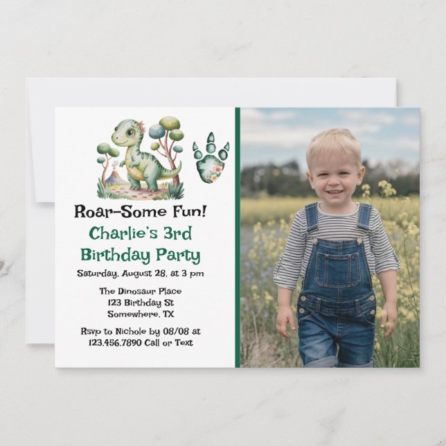 Invitation Dinosaur Aventure Boy's Birthday Party (Devant)