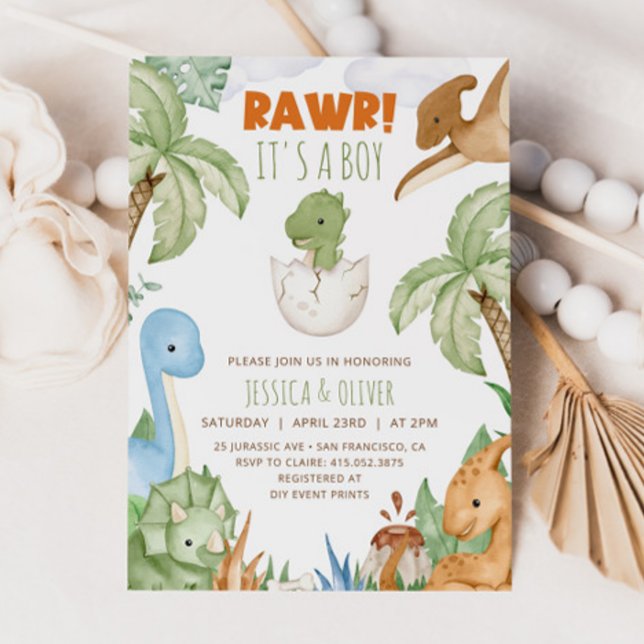 Invitation DINOSAUR Baby shower Invitation, Baby shower Dino (Créateur téléchargé)