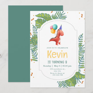 Invitation Dinosaur Birthday Invitation, Three Rex Birthday