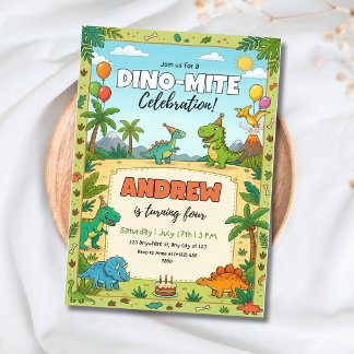 Invitation Dinosaur Birthday Party Dino Kids  Jungle Theme