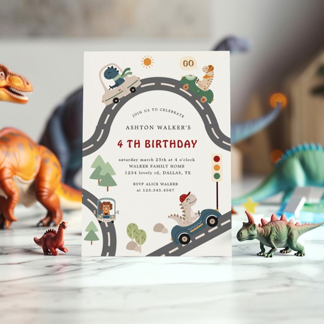 Invitation Dinosaur conducteur Animaux de fête Anniversaire d (Créateur téléchargé)