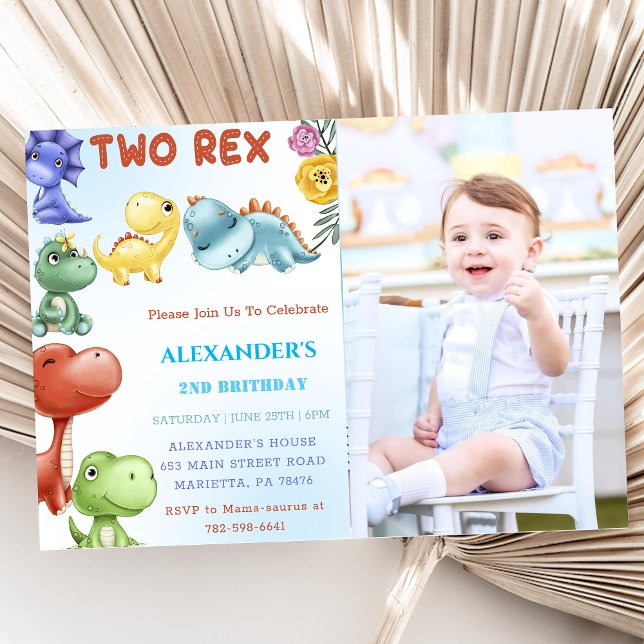 Invitation Dinosaur Deux Rex fête d'anniversaire (Créateur téléchargé)