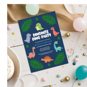 Invitation Dinosaur Dino   Première fête d'anniversaire