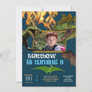 Invitation Dinosaur DO-IT-YOURSELF photo boys thème fête flam
