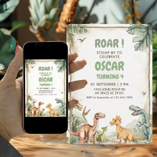 Invitation Dinosaur en ruines fête d'anniversaire
