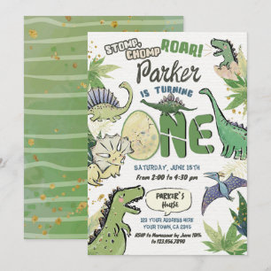 Invitation Dinosaur Fête à thème 1er anniversaire