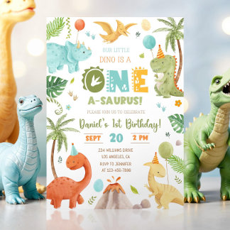 Invitation Dinosaur fête d'anniversaire 1er anniversaire prem