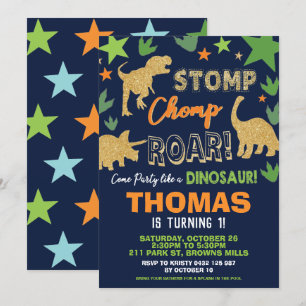 Invitation Dinosaur fête d'anniversaire Bash Boy Roarsome