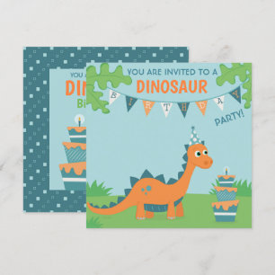 Invitation Dinosaur fête d'anniversaire, mignon dessin animé