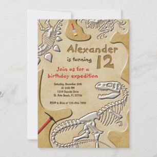Invitation Dinosaur Fossil Dig Anniversaire