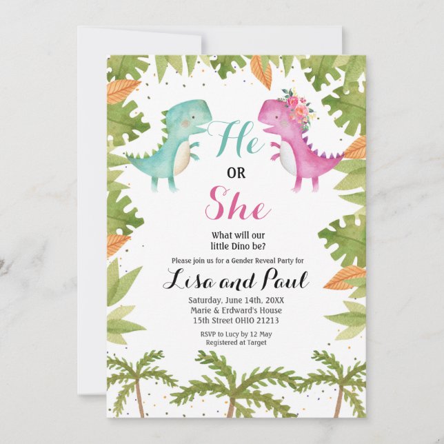 Invitation Dinosaur Genre Reveillez (Devant)