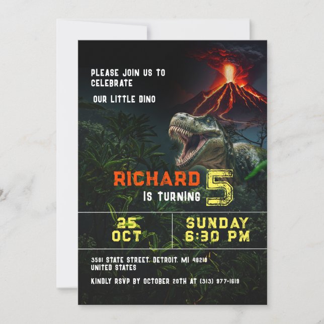 Invitation Dinosaur Lover Enfants personnalisable fête d'anni (Devant)