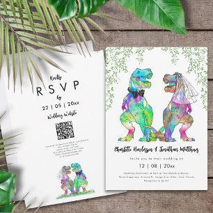 Invitation Dinosaur Mariage à thème T-Rex Mariée et Salle