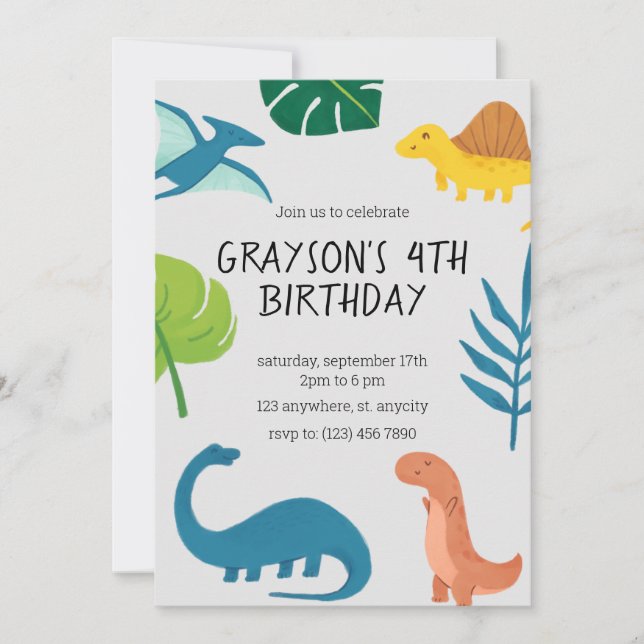 Invitation Dinosaur Modèle d'invitation (Devant)