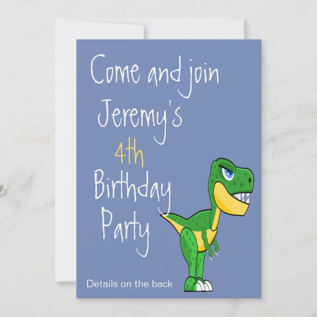 Invitation Dinosaur Motif mignon garçons Âge Anniversaire (Devant)