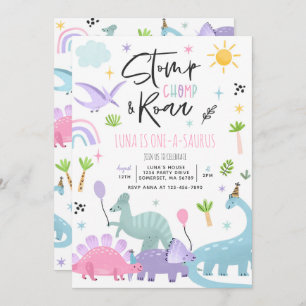 Invitation Dinosaur One-A-Saurs 1er Anniversaire Fête Invitat