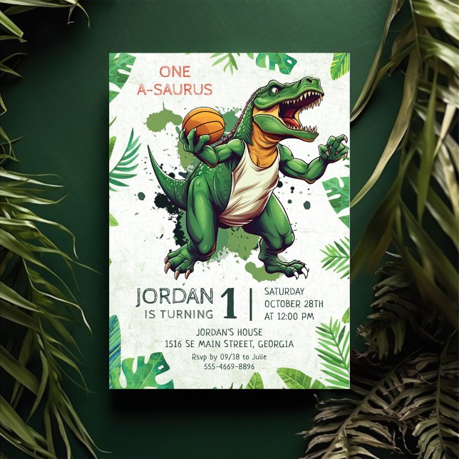 Invitation Dinosaur One-A-Saurus 1ère fête d'anniversaire (Créateur téléchargé)