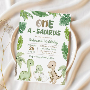 Invitation Dinosaur One-A-Saurus 1ère fête d'anniversaire
