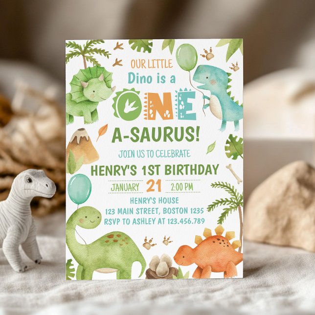 Invitation Dinosaur One-A-Saurus 1st Birthday Party (Créateur téléchargé)