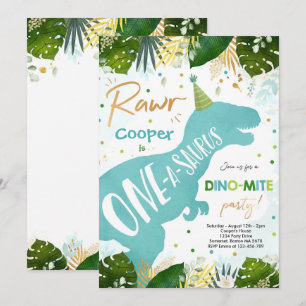 Invitation Dinosaur One-A-Saurus Party Dinosaure 1er annivers
