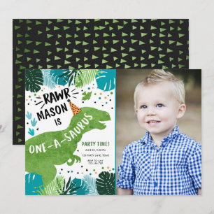 Invitation Dinosaur One-A-Saurus RAWR 1er Anniversaire