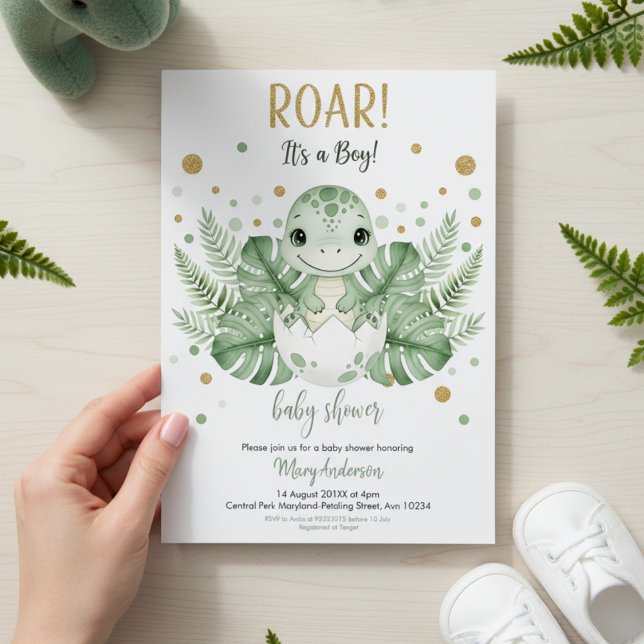 Invitation Dinosaur park Baby Shower party boy girl Roar (Créateur téléchargé)