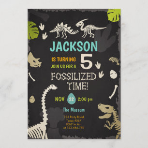 Invitation Dinosaur Party Boy Fossil Dino Dig Anniversaire