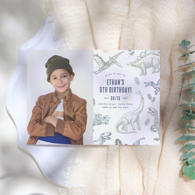 Invitation Dinosaur Photo fête d'anniversaire (Créateur téléchargé)