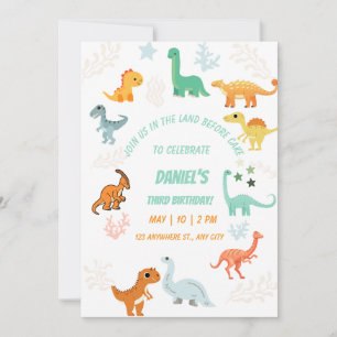 Invitation Dinosaur Rawr 3ème anniversaire de la fête Boy Sto