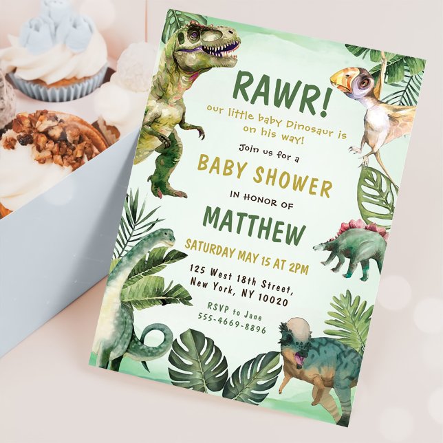 Invitation Dinosaur Rawr Boy Baby shower (Créateur téléchargé)
