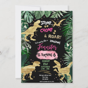 Invitation Dinosaur Roar fête d'anniversaire