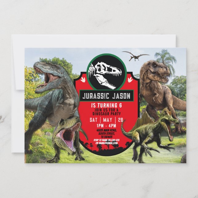 Invitation Dinosaur T-Rex Jurassique Anniversaire T-Rex (Devant)