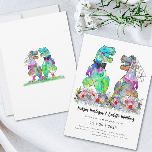 Invitation Dinosaur T-Rex mariée et mariée