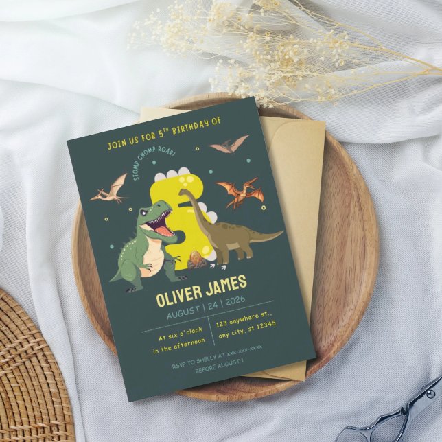 Invitation Dinosaur theme boy 5th birthday  (Créateur téléchargé)