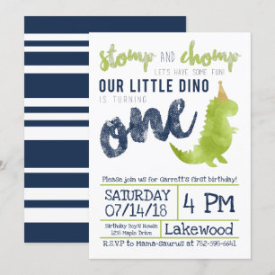 Invitation Dinosaur thème Boy Navy