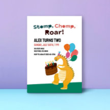 Dinosaur Thème Enfants 2e anniversaire fêtes Invit