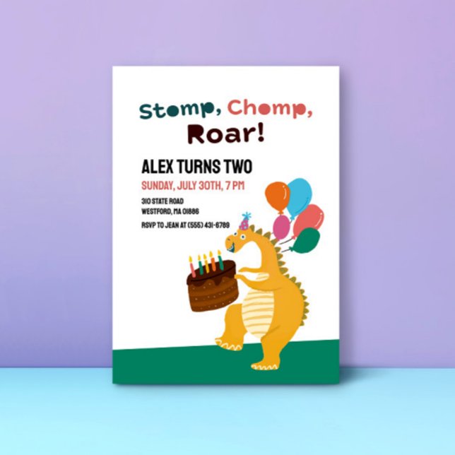 Invitation Dinosaur Thème Enfants 2e anniversaire fêtes Invit (Créateur téléchargé)