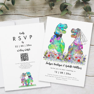 Invitation Dinosaur Thème Mariage QR Code
