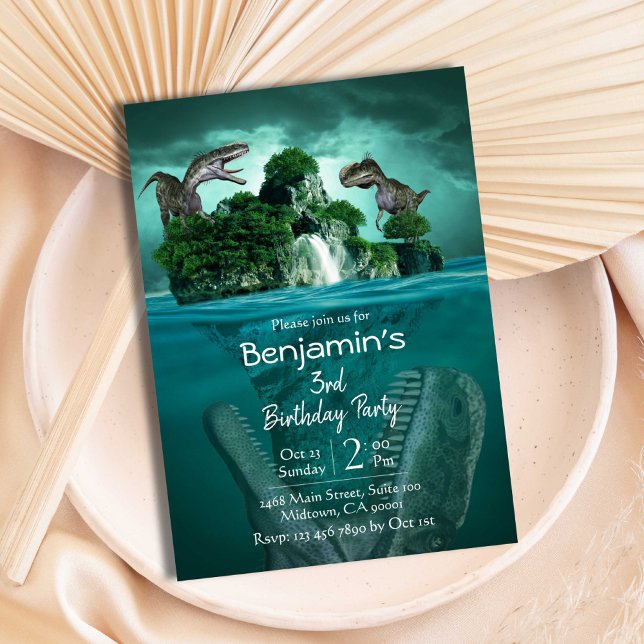 Invitation Dinosaur thème moderne 3ème anniversaire (Créateur téléchargé)